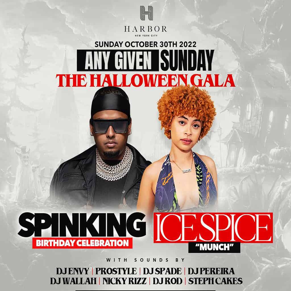 halloween party at harbor rooftop with dj spinking and ice spice