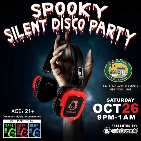 silent disco halloween party at bohemian beer garden astoria